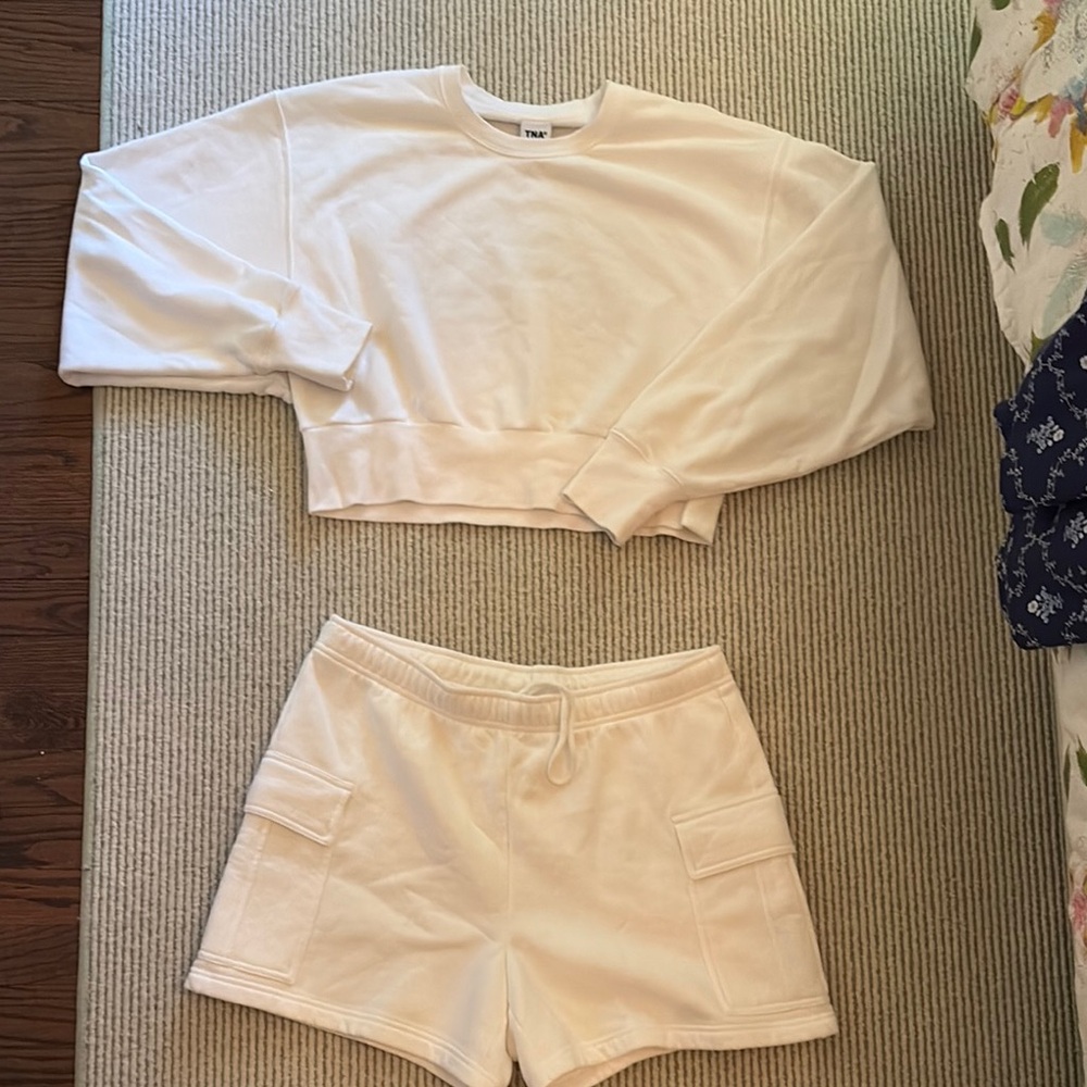 Aritzia TNA Cropped Sweatshirt and Shorts Set